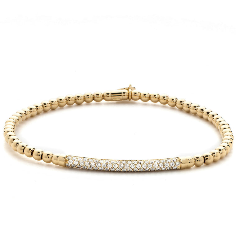 18k Yellow Gold Diamond Bar Stretch Bracelet (.29ct G Vs)