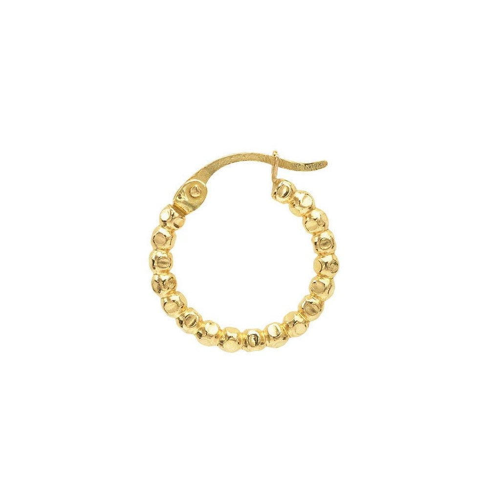 12/20 Yellow Gold Filled Small Beaded Hoop Earring 14.6MM
