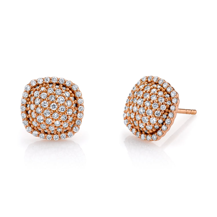 18k Rose Gold Pave Diamond Stud Earrings (.81ct)