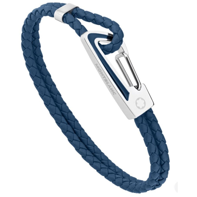 MON01168 - MENS STAR BLUE SZ 63 LEATHER BRACELET STEEL & LACQUER