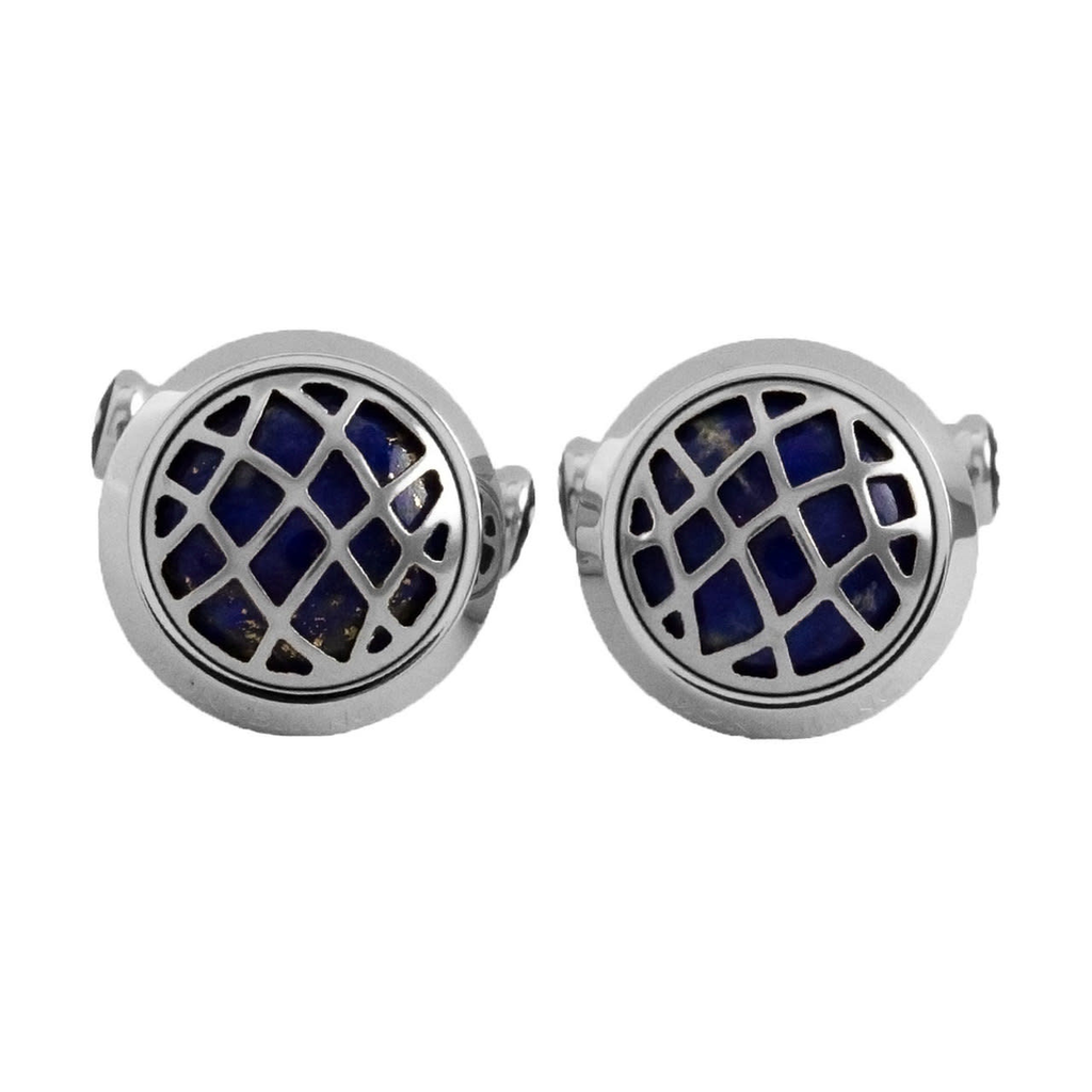 Sartorial Lapis Stainless Steel &Sartorial Lapis Round Cufflinks