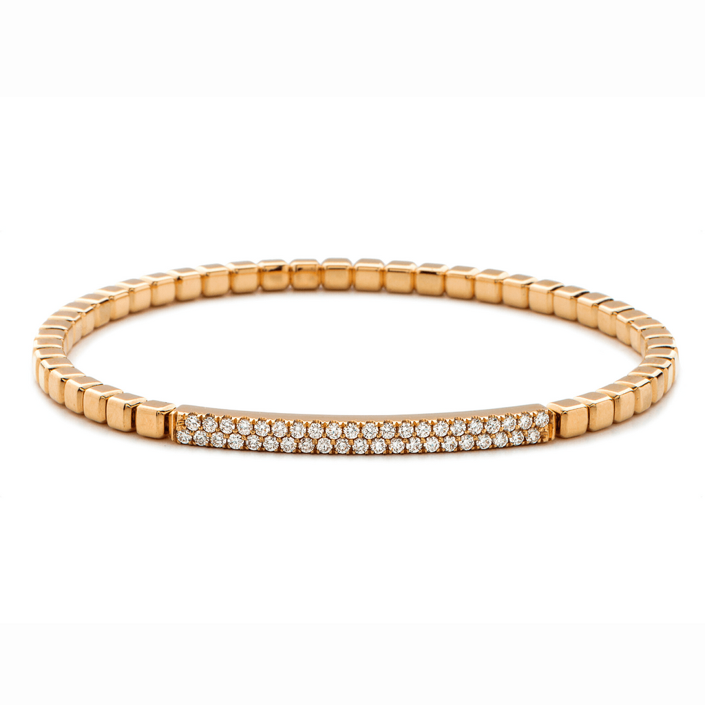18k Rose Gold & Diamond Bar Stretch Bracelet (.45ct G Vs)