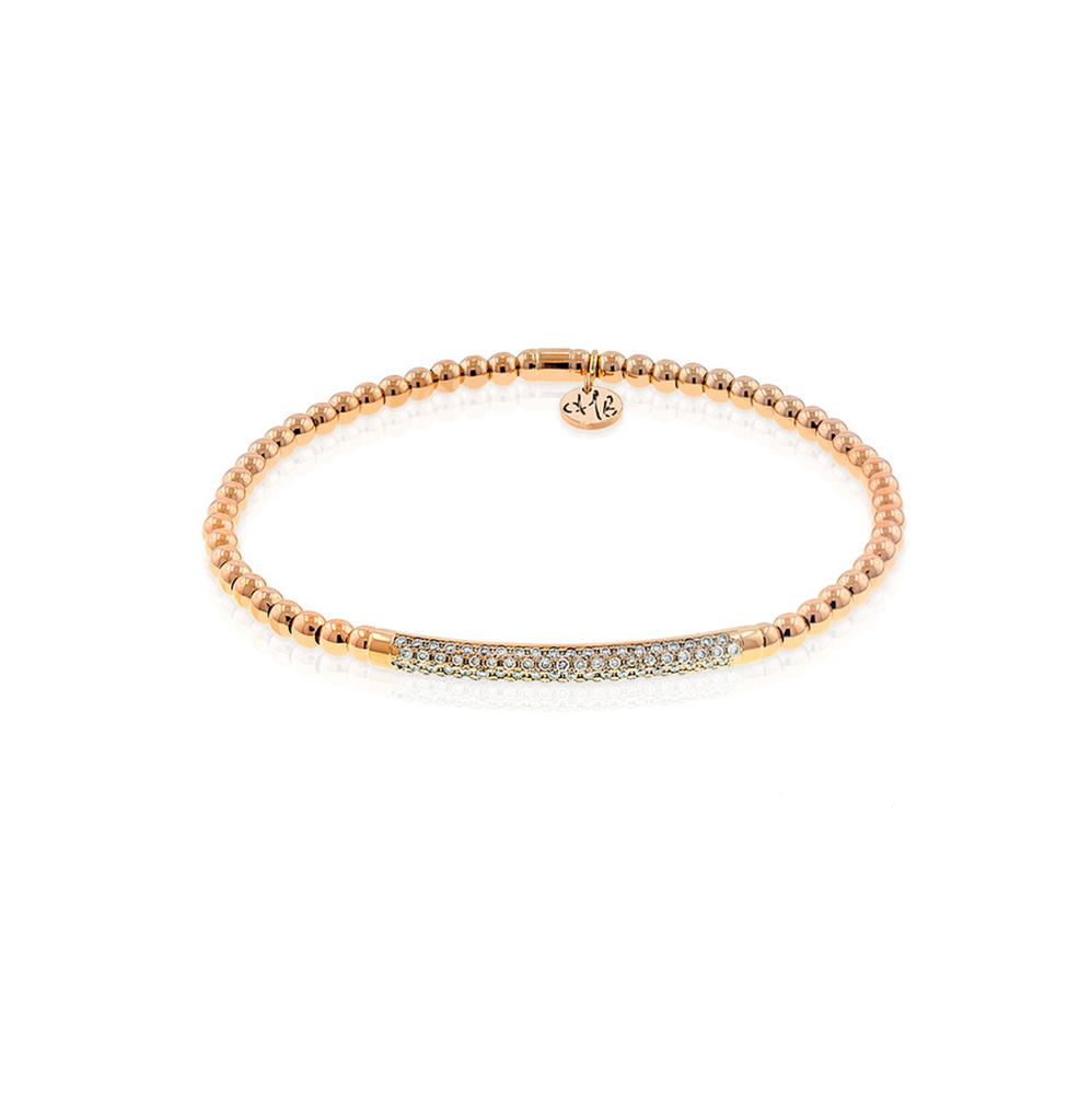 18k Rose Gold & Diamond Bar Stretch Bracelet (.38ct G Vs)