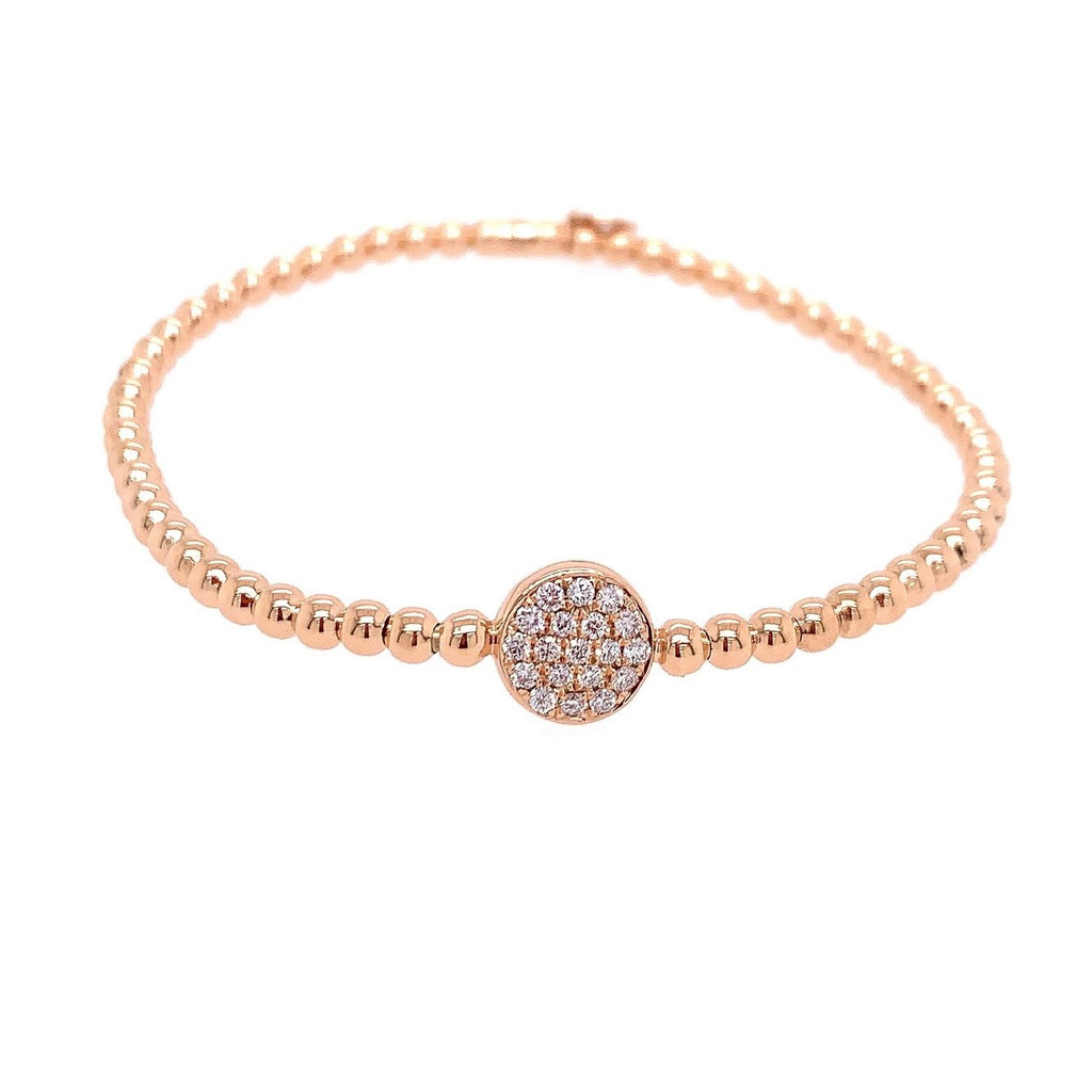 18k Rose Gold & Diamond Circle Stretch Bracelet (.21ct)