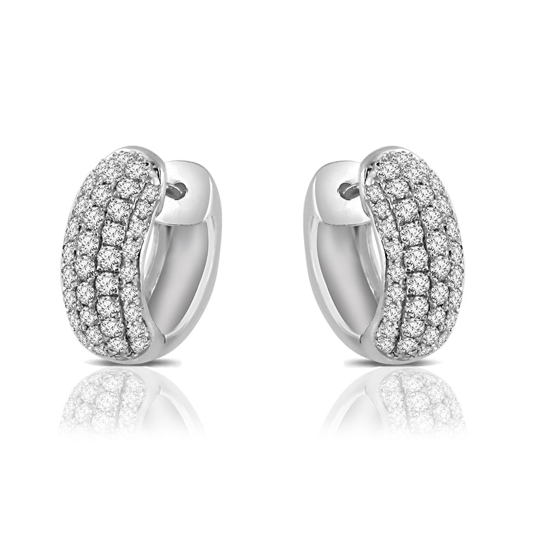 14k White Gold Pave Diamond Hinged Hoop Earrings (1,21ct)