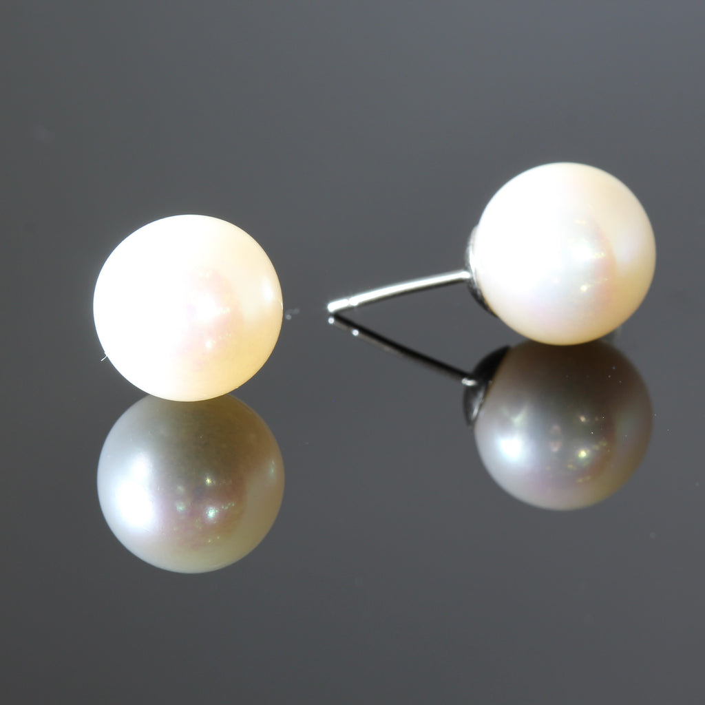 11-12mm Fresh Water Pearl on 14k Yellow Gold Cups Earrings
