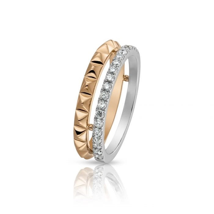 18k Rose & White Gold Diamond 2 Row Stackable Ring (.33ct G Vs)