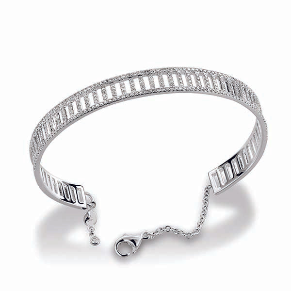 18k White Gold Pave Diamond Cuff Bracelet (1.46ct)