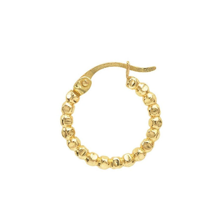RIO01035 - 12/20YG MED BEADED HOOP EARRING 19.4MM