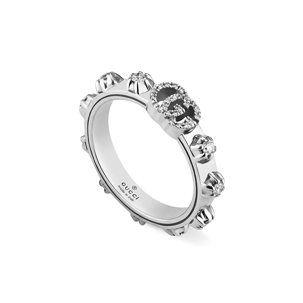 Diamond Pave Running G Band (18k White Gold)