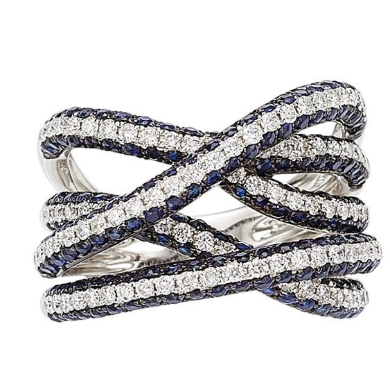 18k White Gold Sapphire & Diamond Twist Ring