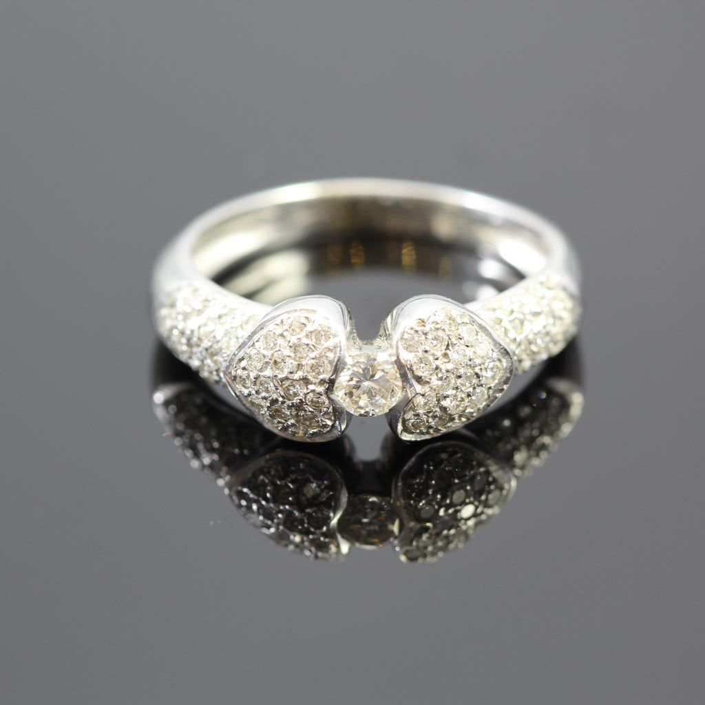 14k White Gold Double Pave Diamond Heart Ring (.50ct)