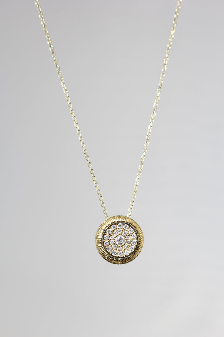 18k Yellow Gold Pave Diamond Pendant Necklace (.25cts)