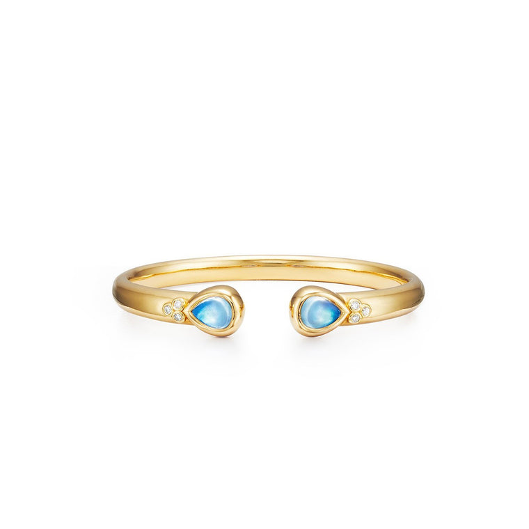 18k Yellow Gold Bella Blue Moonstone & Diamond Bangle Bracelet