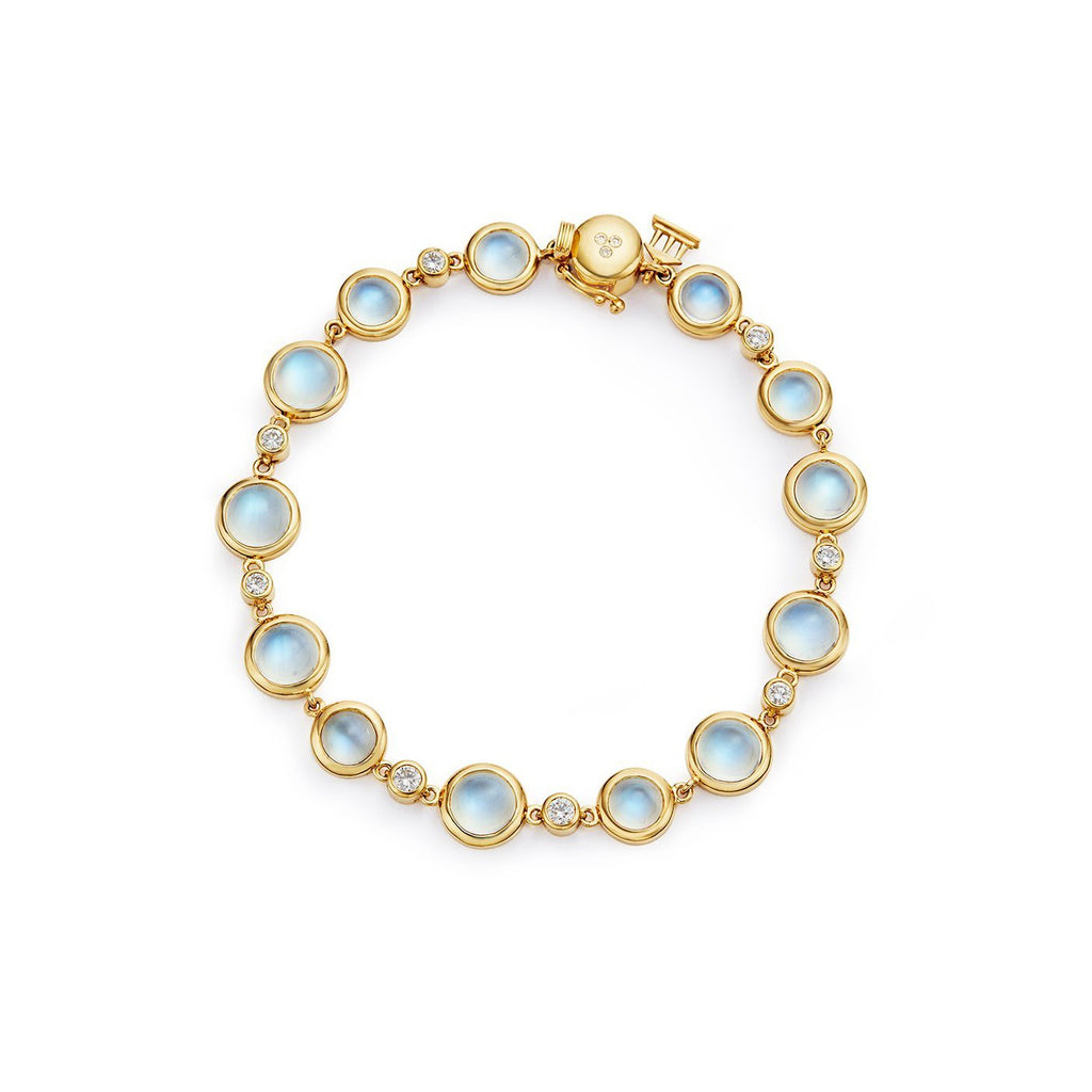 18k Yellow Gold Blue Moonstone & Diamond Bracelet