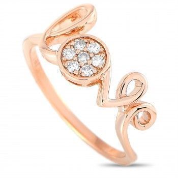 14K Rose Gold Diamond Cluster Love Ring