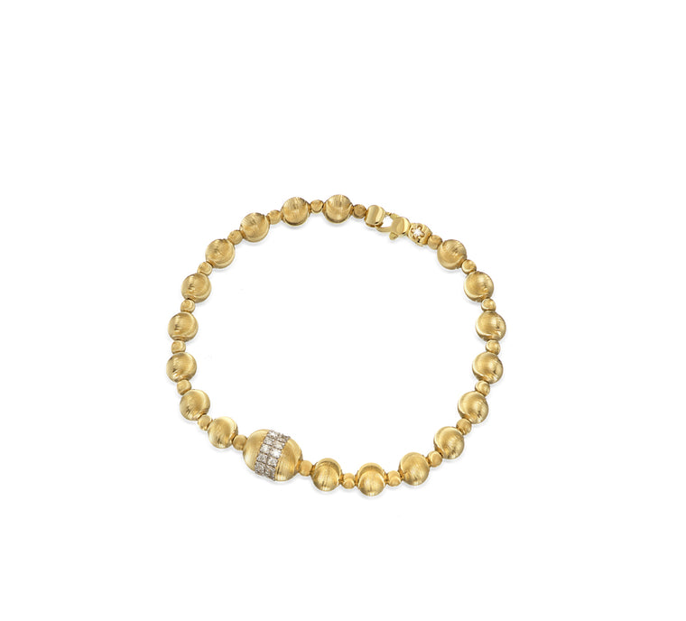 18k Yellow Gold Empire Gold Bead & Diamond Bracelet
