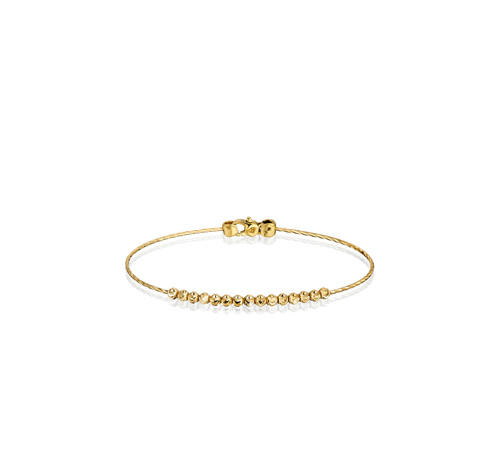 18k Yellow Gold 3mm Classic Moon Bead Bangle Bracelet