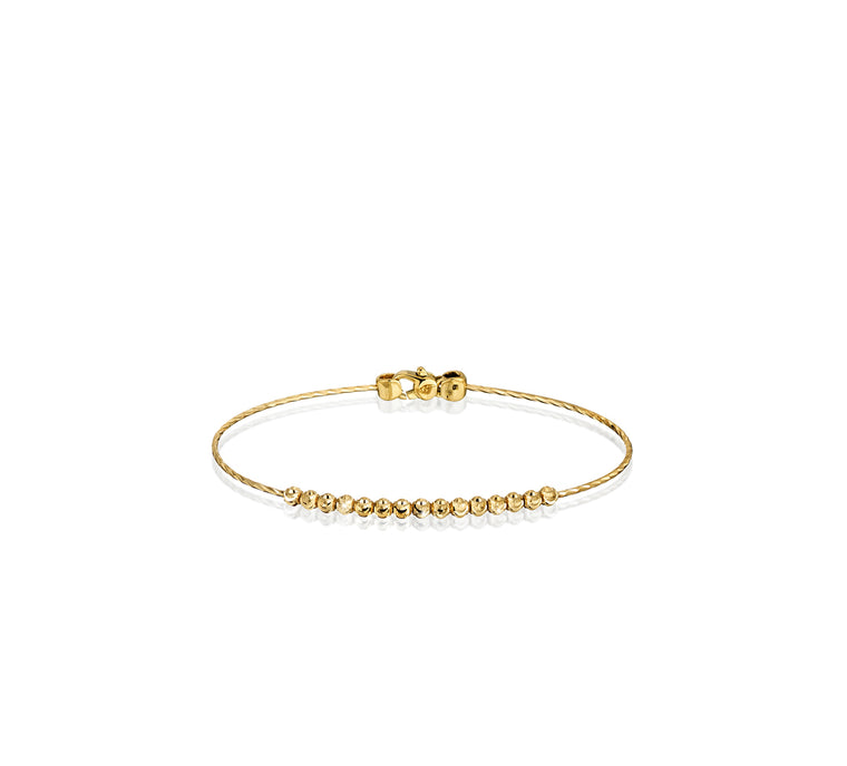 18k Yellow Gold 3mm Classic Moon Bead Bangle Bracelet