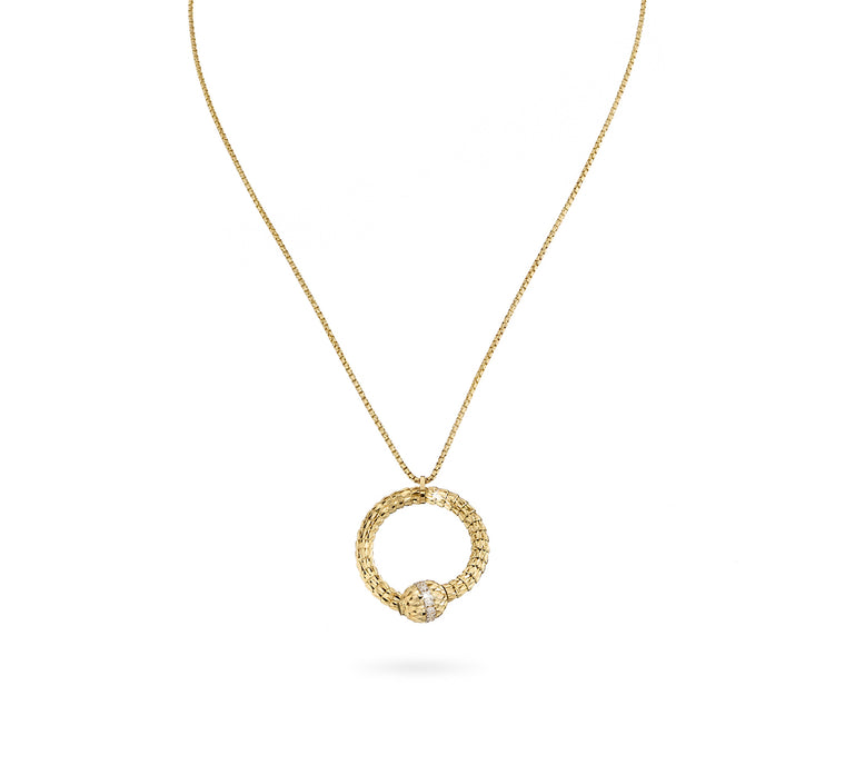 OFB01009 - 18KY OPHIDIA SPIRLA & DIA CIRCLE PEND