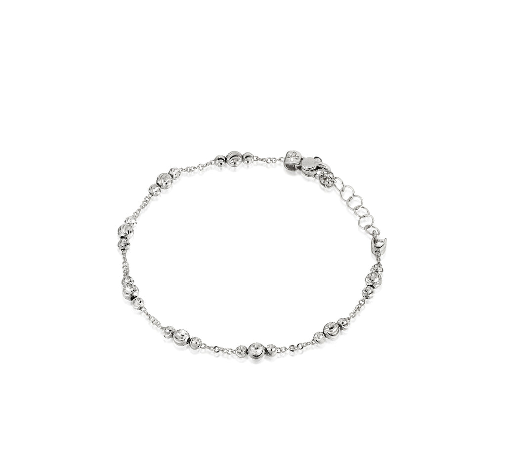 18k White Gold 3-4mm ADA Moon Bead Bracelet