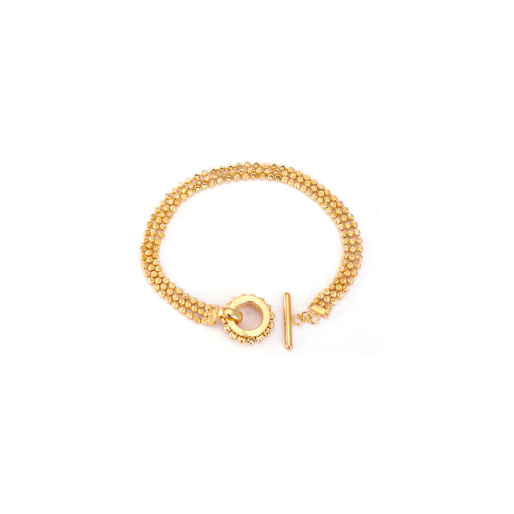18k Yellow Gold 3 Row Dora Toggle Bracelet