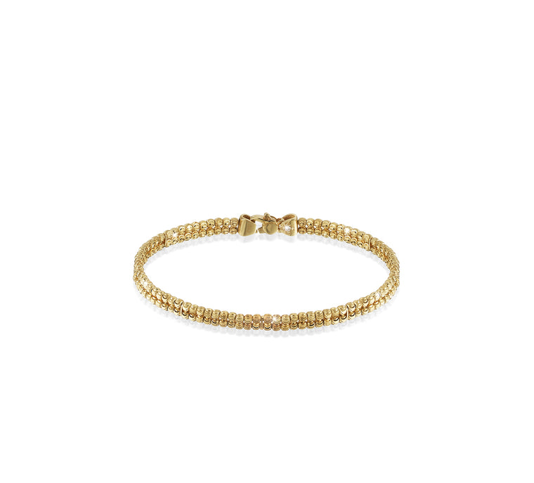 18k Yellow 2mm 2 Row Classic Moon Bead Bracelet
