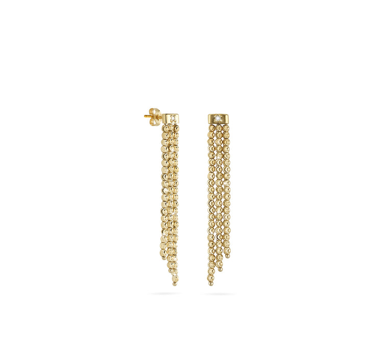 18k Yellow Gold 2mm Triple Classic Moon Bead Dop Earrings