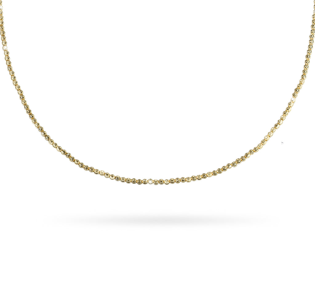 18k Yellow Gold 2mm Classic Moon Bead Necklace