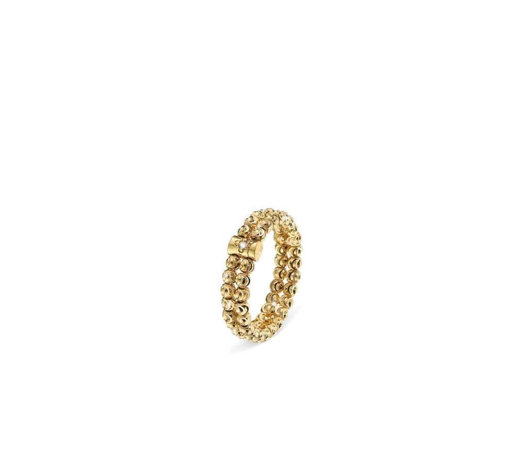 18k Yellow Gold 2.5mm 2 Row Moon Bead Ring