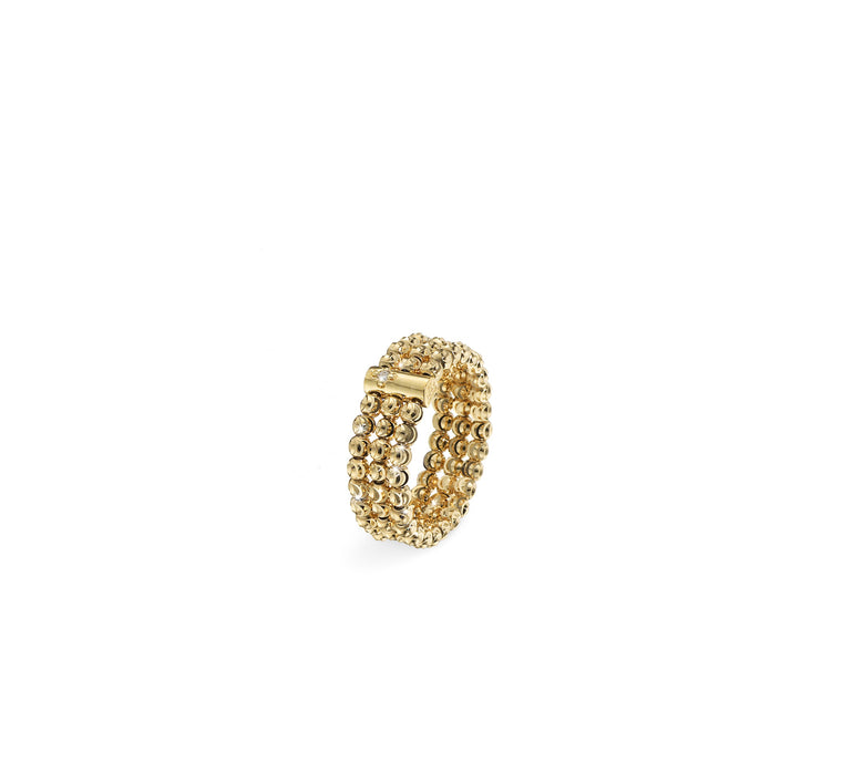 18k Yellow Gold 2.5mm 3 Row Moon Bead Ring