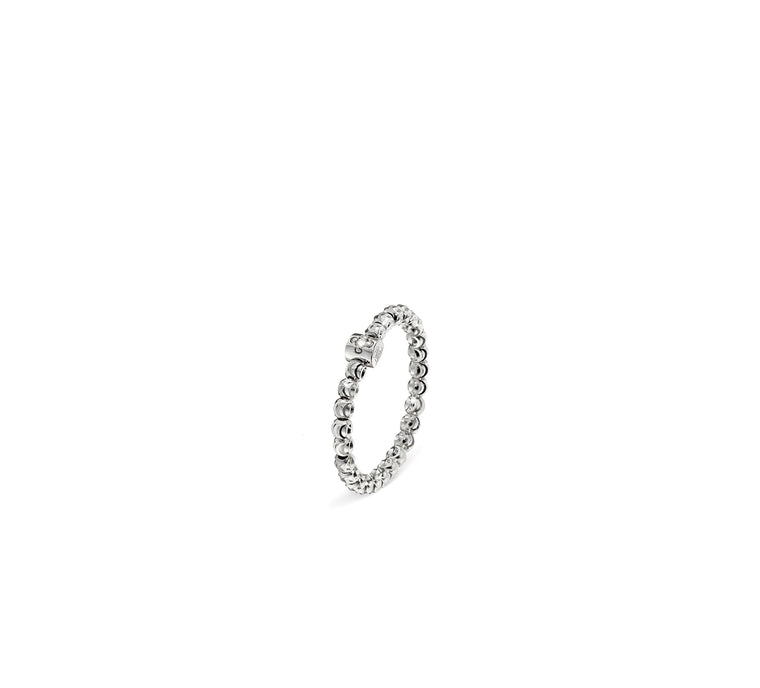 18k White Gold 2mm Classic Moon Bead Ring