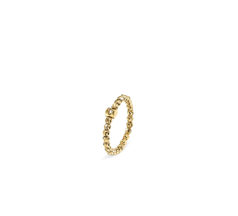 18k Yellow Gold 2mm Classic Moon Bead Ring