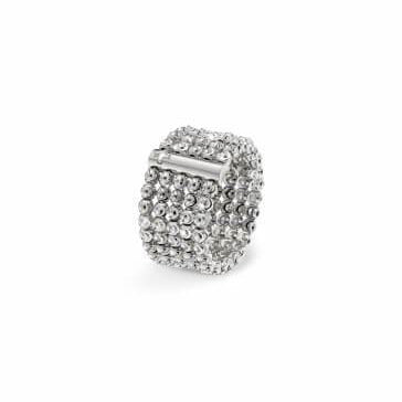 18k White Gold 2.5mm 5 Row Moon Bead Ring
