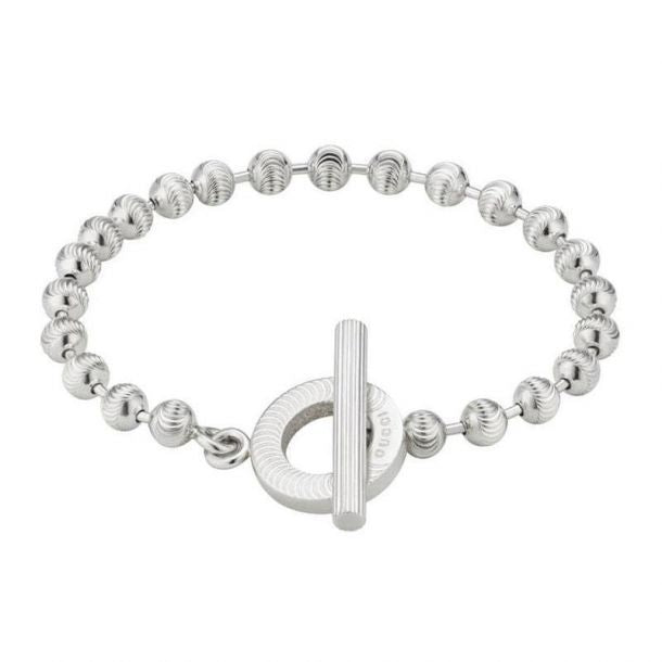 Stainless Steel Boule Stripped Clasp Toggle Bracelet
