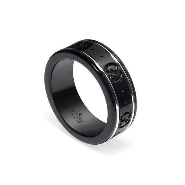 Icon Thin Black Synthetic Corundum Ring Size 9.75