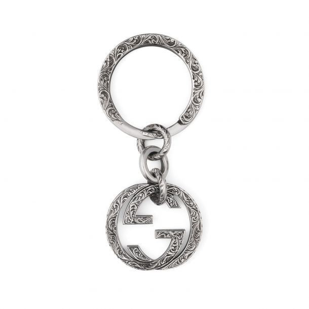 Stainless Steel Interlocking GG Paisley Key Chain