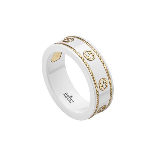 Gucci Icon 18K Yellow Gold & White Gold Zarconia Band Ring