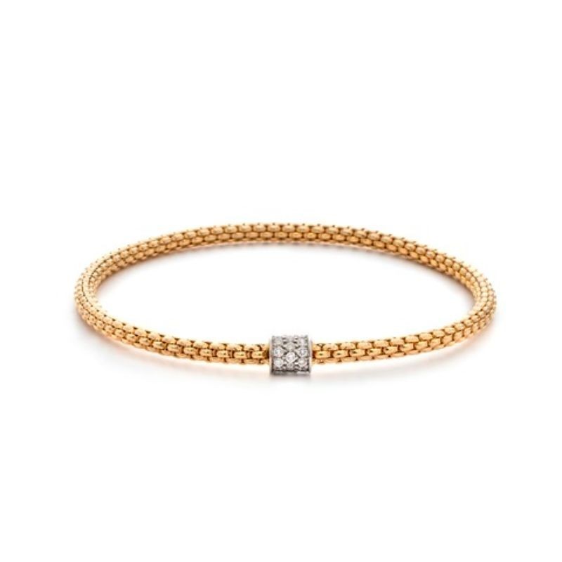 18k Yellow Gold Tresore Pave Diamond Stretch Bracelet (.08ct)
