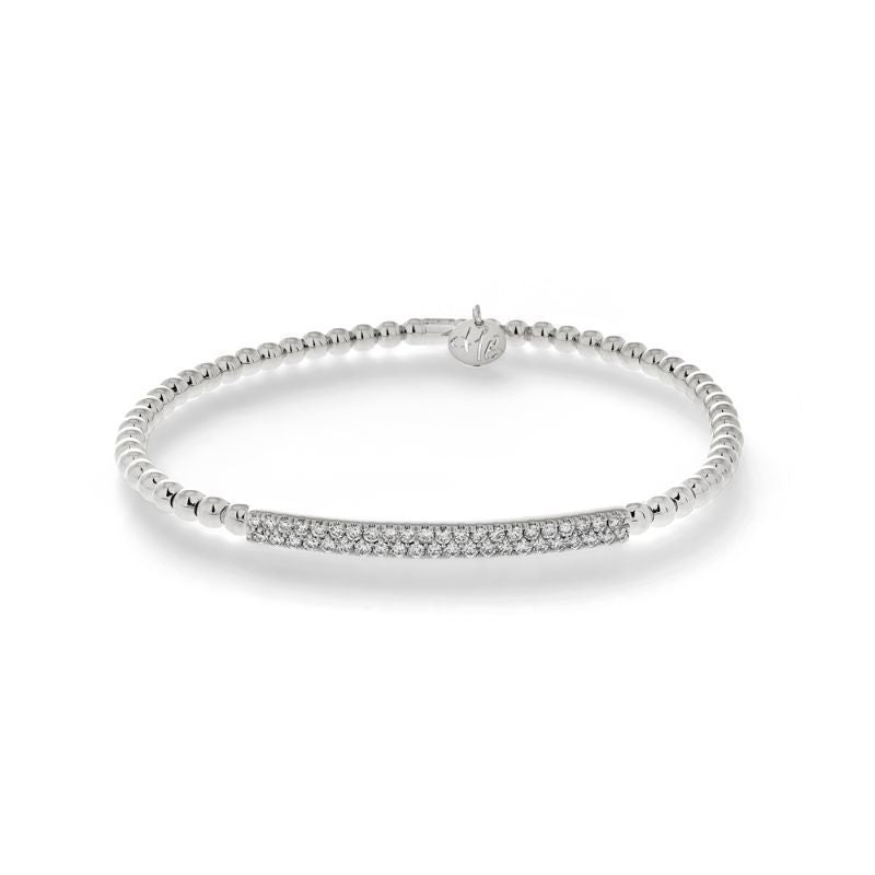 18k White Gold Diamond Bar Stretch Bracelet (.44ct G Vs)