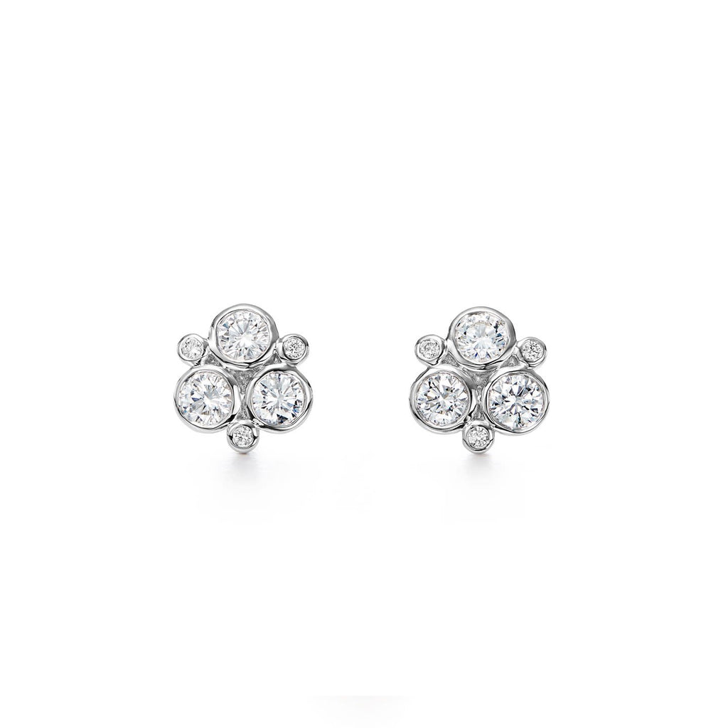 18k White Gold Trio Diamond Stud Earrings (1.03ct)