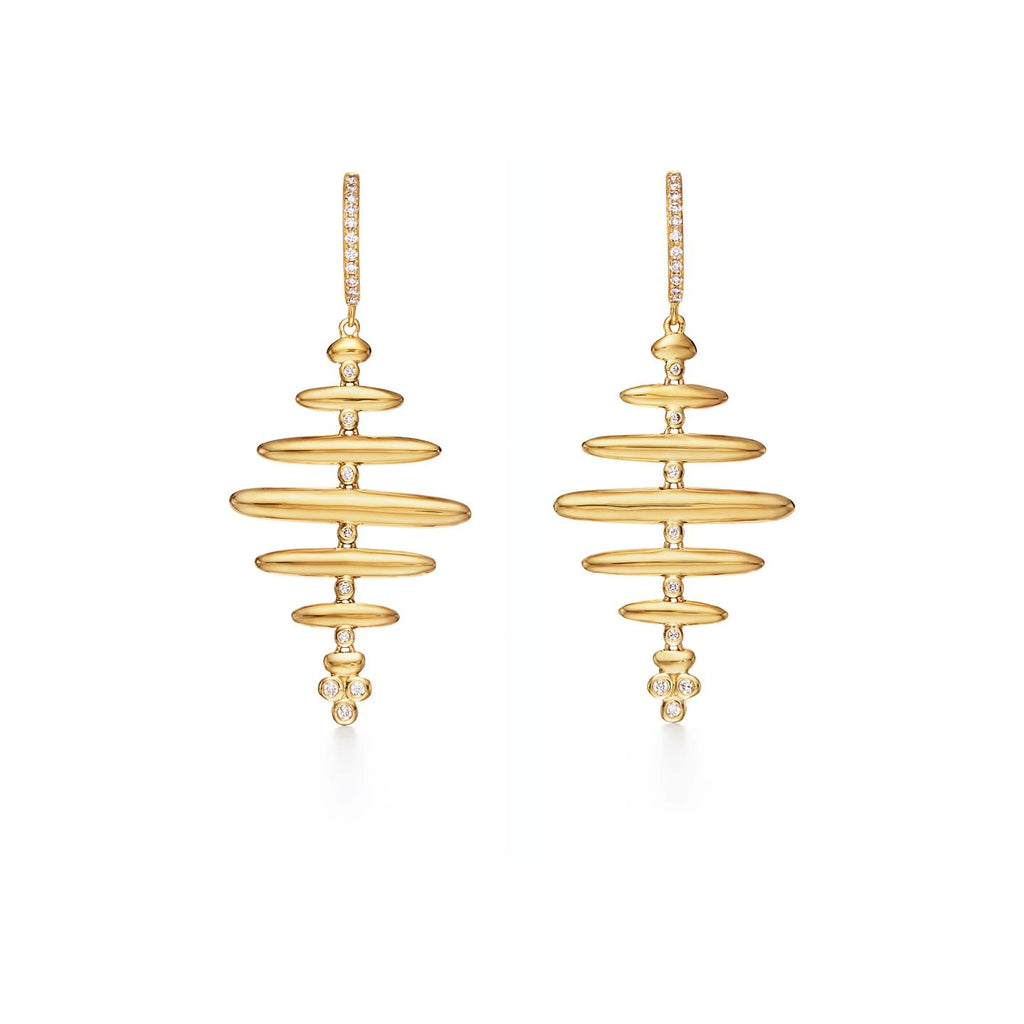 18k Yellow Gold Honeycomb Drop Earrings