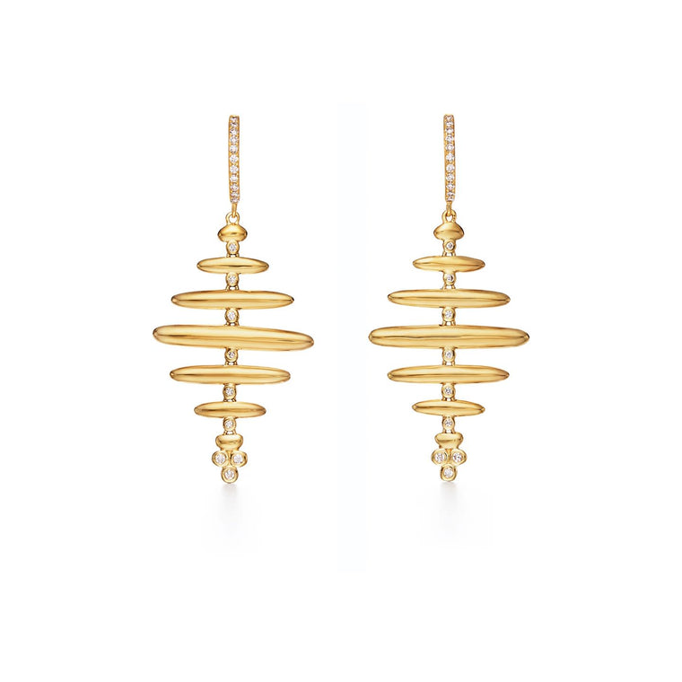 18k Yellow Gold Honeycomb Drop Earrings