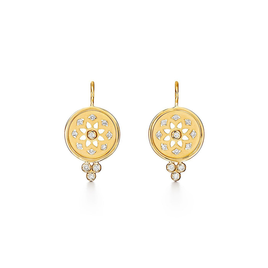 18k Yellow Gold Mandala Cutout Diamond Earrings (.48ct)