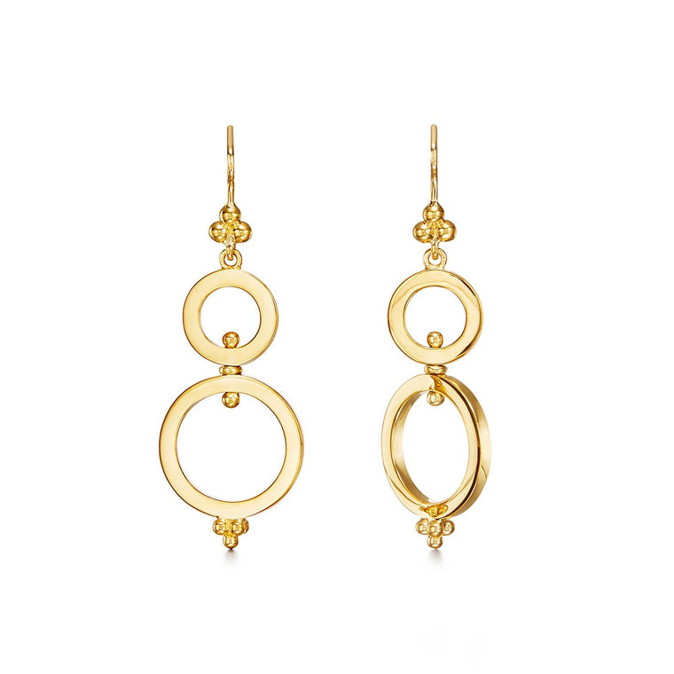 TSC01478 - 18KY DOUBLE RINGS SPIN EARRINGS