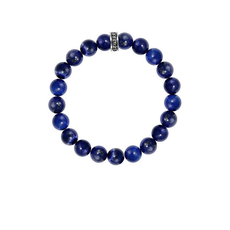 KIN01003 - 10MM PLAIN LAPIS BEADED BRACELET