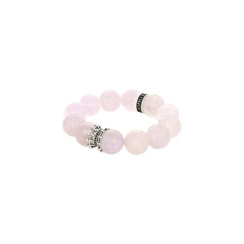 Sterling Silver 16MM Rose Quartz Bracelet