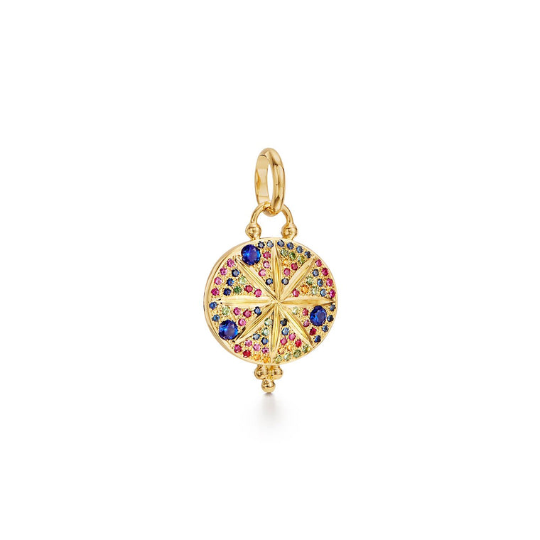 18k yellow Gold Large Mixed Sapphire Sorcerer Pendant