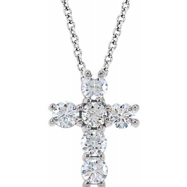14k White Gold Diamond Cross Pendant Necklace (.75ct)