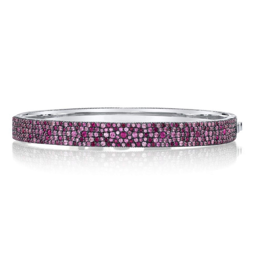 Sterling Silver Pink Sapphire Bangle Bracelet (3.40ct)
